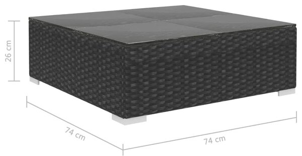 VidaXL 8-részes fekete polyrattan kerti bútorszett párnákkal