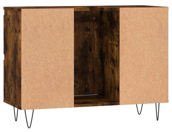 Füstös tölgy színű szerelt fa fürdőszobaszekrény 80x33x60 cm