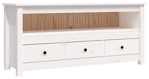 Fehér tömör fenyőfa TV-szekrény 114x35x52 cm
