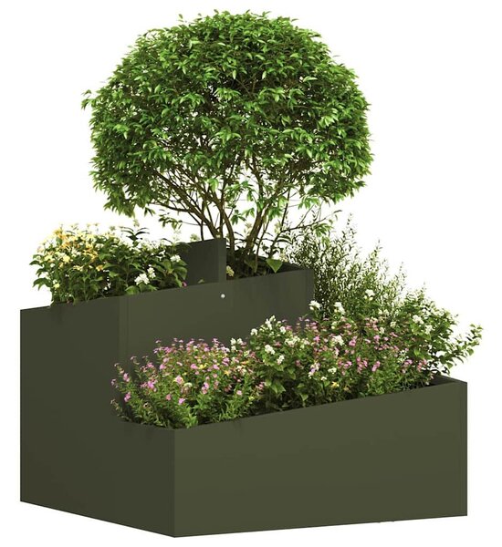 VidaXL Kerti cserép Oliva zöld 60 x 60 x 50 cm Acél
