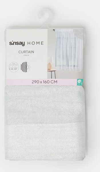 Sinsay - Féláttetsző függöny behúzószalaggal fémes szállal - fehér