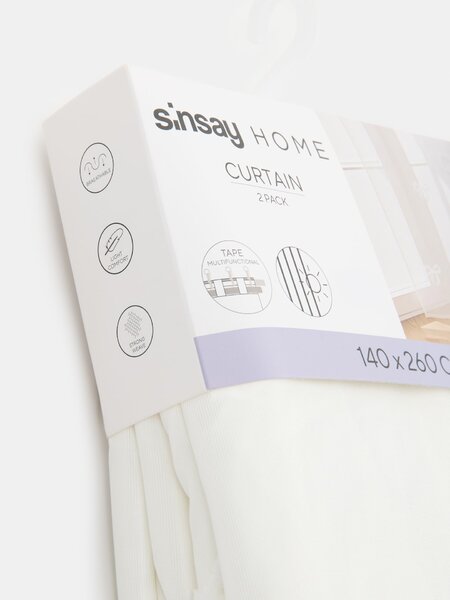 Sinsay - Félig áttetsző függöny szett behúzó szalaggal masni mintával 2 pack - fehér