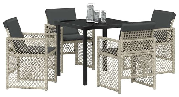 VidaXL Kert étkező szett 5 pcs Világosszürke polirattan