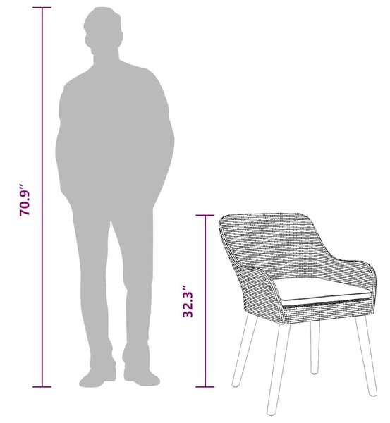 VidaXL Kert étkező szett párnával 5 pcs Bézs polirattan