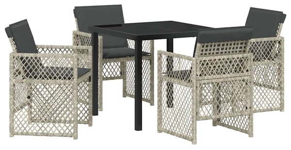 VidaXL Kert étkező szett 5 pcs Világosszürke polirattan