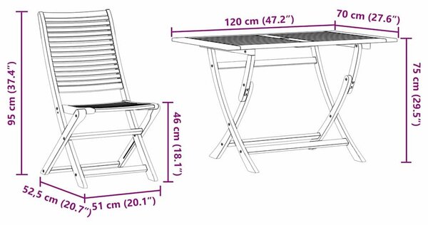 VidaXL Kert étkező szett 7 pcs Barna Tömör Akácfa