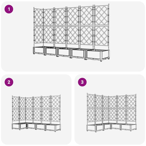 VidaXL Kerti cserép 5 db Szürke 120 x 120 x 125,5 cm PP