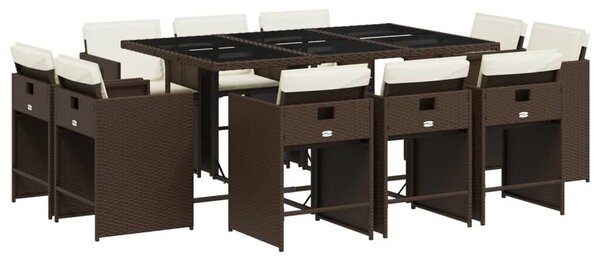 VidaXL 11 részes barna polyrattan kerti ülőgarnitúra párnákkal