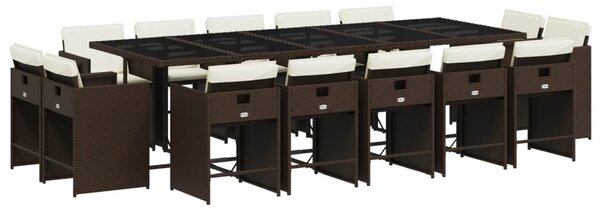 VidaXL 15 részes barna polyrattan kerti ülőgarnitúra párnákkal