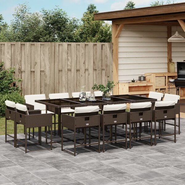 VidaXL 13 részes barna polyrattan kerti ülőgarnitúra párnákkal