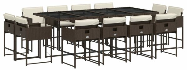 VidaXL 13 részes barna polyrattan kerti ülőgarnitúra párnákkal