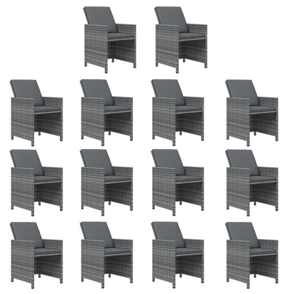 VidaXL Szürke Polyrattan Kerti Étkezőgarnitúra - 15 részes, Párnázott