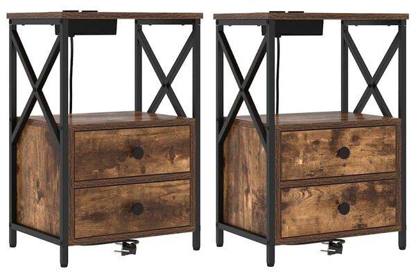 VidaXL Éjjeliszekrény 2 pcs Füstölt tölgy 40 x 31 x 60 cm Faanyag
