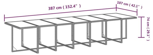 VidaXL Szürke Polyrattan Kerti Étkezőgarnitúra - 15 részes, Párnázott