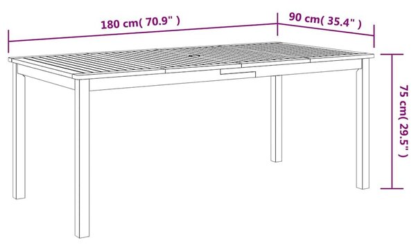 VidaXL Kert étkező szett 9 pcs Bézs Tömör Akácfa