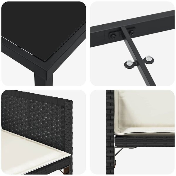 VidaXL Kert étkező szett 5 pcs Fekete polirattan