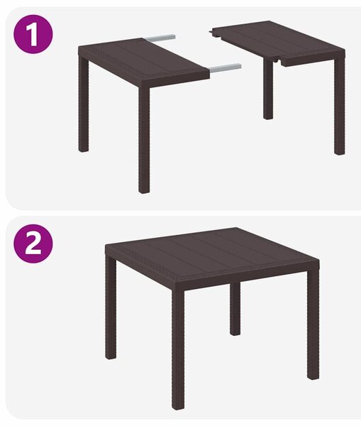 VidaXL Kert étkező szett 3 pcs Barna Polipropilén