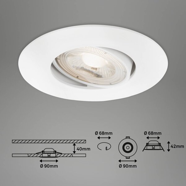 Briloner LED beépített spotlámpa 7602 3-as IP65 3000K fehér, dimmelhető, Fehér / opál, Fürdőszoba, Műanyag