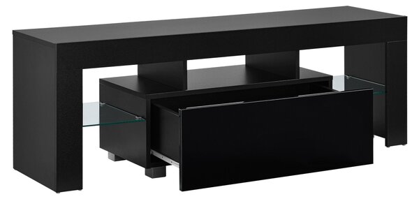 TV-Komód Grimsey LED világítással fekete/fekete magasfényű [en.casa]
