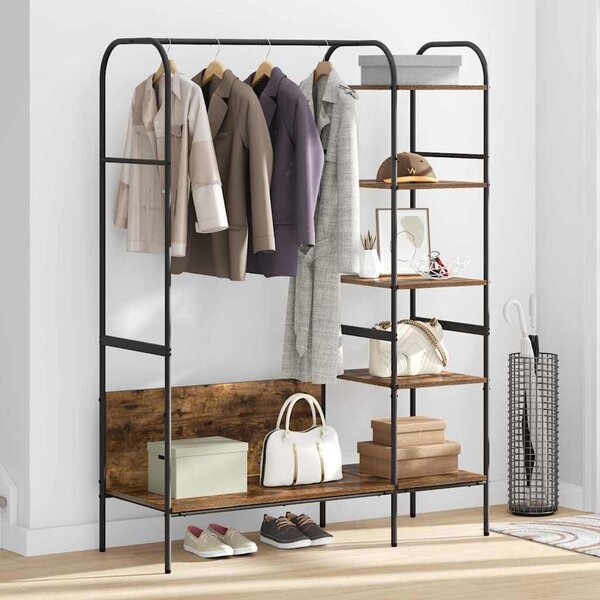 VidaXL Ruhafogó polcokkal tárolóval Barna 120 x 44 x 160 cm Faanyag