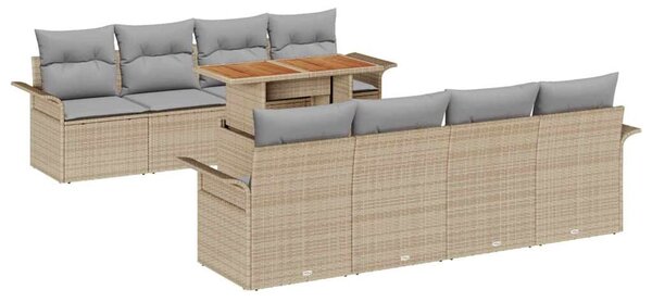 VidaXL Kerti Kanapé Szett 7 pcs Beige és Világosszürke polirattan