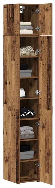 VidaXL Polcos tárolószekrény Antik Fa 30 x 42,5 x 225 cm Szerelt Fa