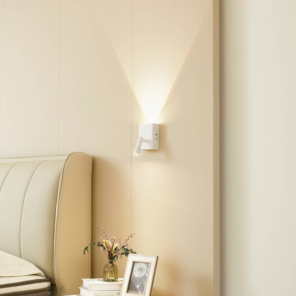 Lindby LED-es újratölthető fali lámpa Agit, fehér, fém, érintéses, dimmelhető, Fehér / opál, Nappali / Étkező, fém, Modern