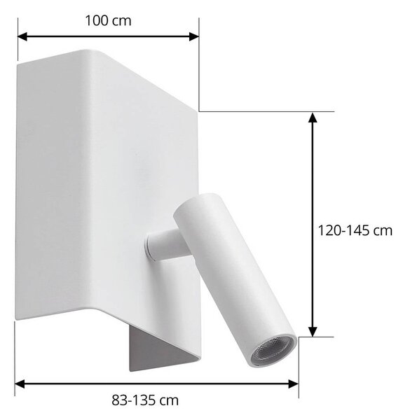 Lindby LED-es újratölthető fali lámpa Agit, fehér, fém, érintéses, dimmelhető, Fehér / opál, Nappali / Étkező, fém, Modern