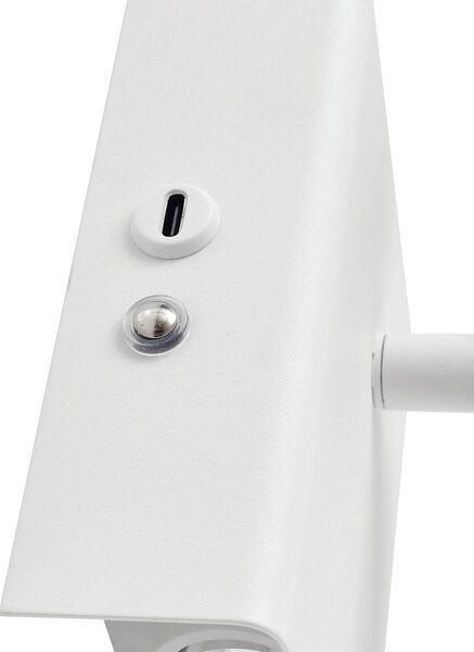 Lindby LED-es újratölthető fali lámpa Agit, fehér, fém, érintéses, dimmelhető, Fehér / opál, Nappali / Étkező, fém, Modern