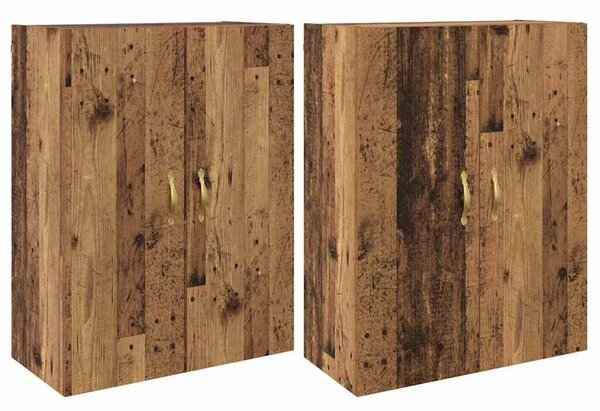VidaXL Fali szekrény 2 db Öreg fa 69,5 x 34 x 90 cm Szerelt Fa