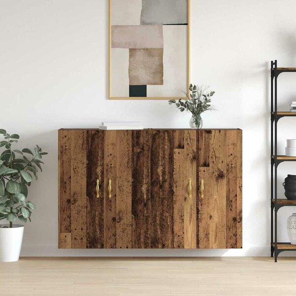VidaXL Fali szekrény 2 db Öreg fa 69,5 x 34 x 90 cm Szerelt Fa