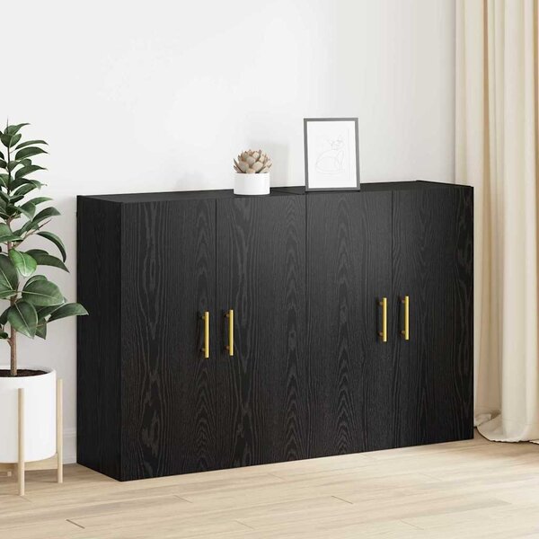 VidaXL Fali szekrény 2 db Fekete tölgy 69,5 x 34 x 90 cm Szerelt Fa