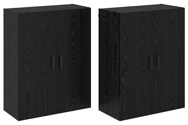 VidaXL Fali szekrény 2 db Fekete tölgy 69,5 x 34 x 90 cm Szerelt Fa