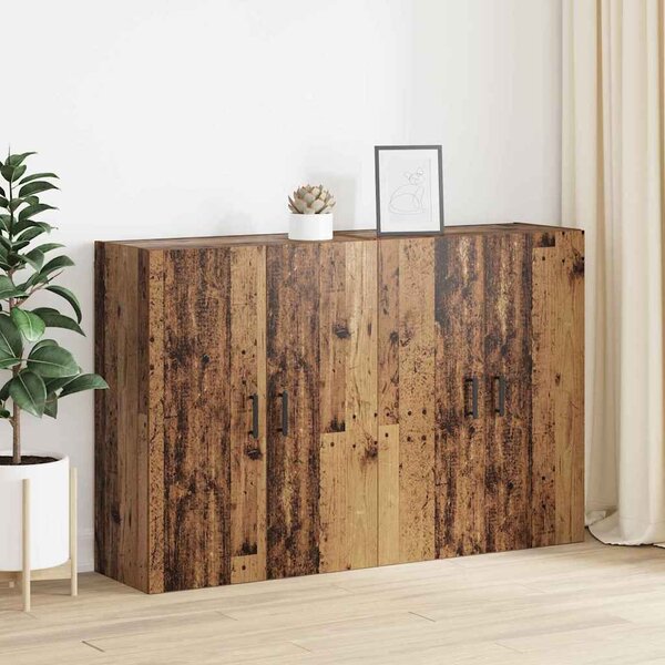VidaXL Fali szekrény 2 db Öreg fa 69,5 x 34 x 90 cm Szerelt Fa
