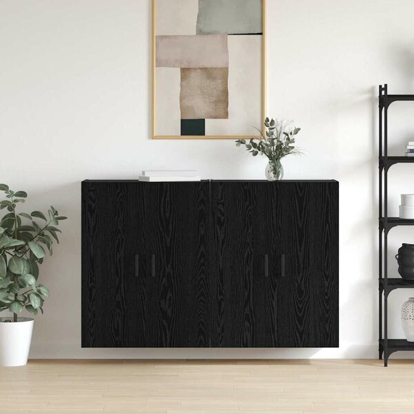 VidaXL Fali szekrény 2 db Fekete tölgy 69,5 x 34 x 90 cm Szerelt Fa