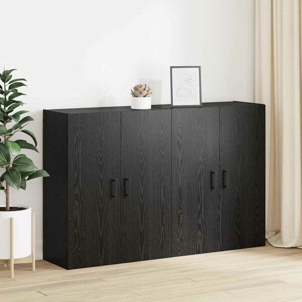 VidaXL Fali szekrény 2 db Fekete tölgy 69,5 x 34 x 90 cm Szerelt Fa