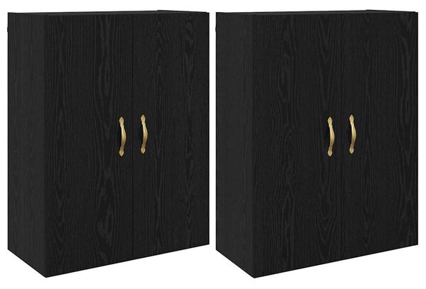 VidaXL Fali szekrény 2 db Fekete tölgy 69,5 x 34 x 90 cm Szerelt Fa