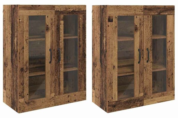 VidaXL Fali Szekrények 2 db Régi fa 69,5 x 34 x 90 cm Szerelt Fa