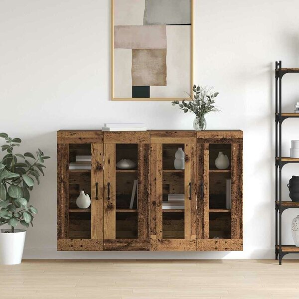 VidaXL Fali Szekrények 2 db Régi fa 69,5 x 34 x 90 cm Szerelt Fa