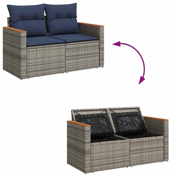 VidaXL 5 részes szürke polyrattan kerti ülőgarnitúra párnákkal