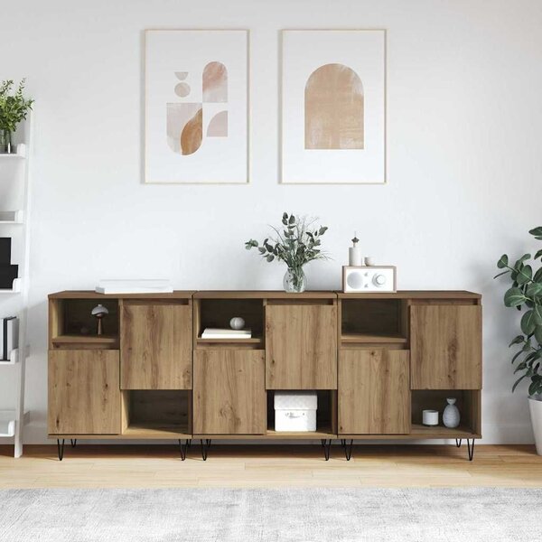 VidaXL Oldalszekrények 3 pcs kézműves tölgy 180 x 35 x 70 cm Faanyag