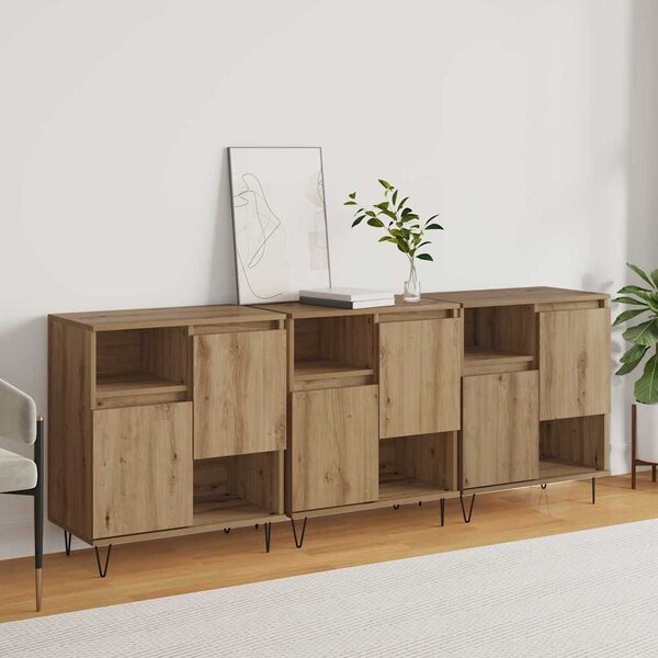 VidaXL Oldalszekrények 3 pcs kézműves tölgy 180 x 35 x 70 cm Faanyag