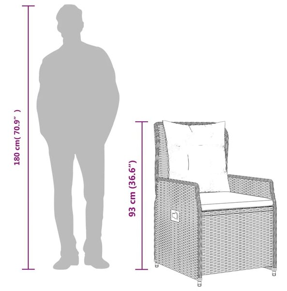 VidaXL 5 részes bézs polyrattan kerti étkezőgarnitúra párnákkal