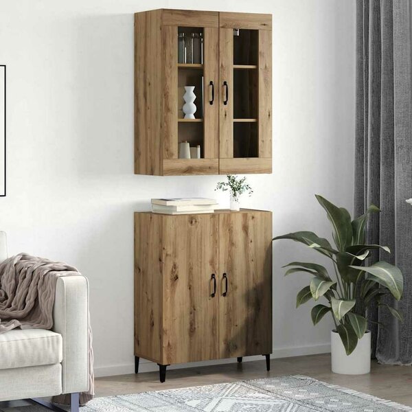 VidaXL Magasfiú 2 db Artisan tölgy 69,5 x 34 x 180 cm Szerelt Fa