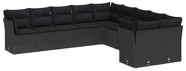 VidaXL Kerti Kanapé Szett párnával 13 pcs Fekete polirattan