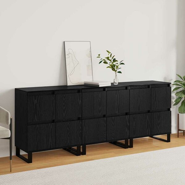 VidaXL Széf 3 db Fekete tölgy 60 x 35 x 70 cm