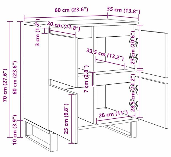 VidaXL Oldalszekrények 2 pcs kézműves tölgy 120 x 35 x 70 cm Faanyag