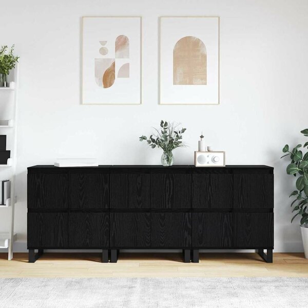VidaXL Széf 3 db Fekete tölgy 60 x 35 x 70 cm