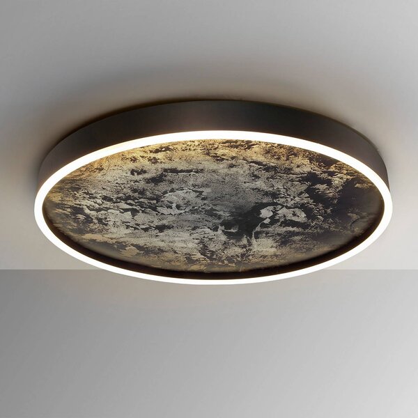 Schuller Valencia LED mennyezeti világítás Stone Ø 60 cm, CCT, fekete, fém, akril, Fekete, Nappali / Étkező, fém, Modern