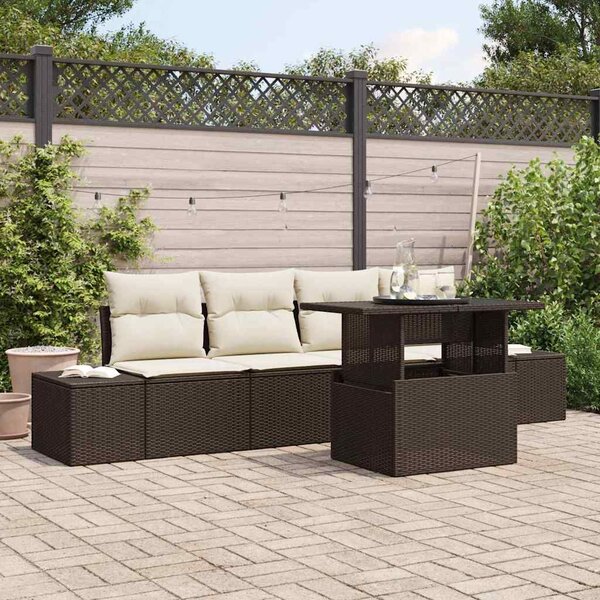 VidaXL Kerti Kanapé Szett 5 pcs Barna és krémszínű 100 x 55 x 73 cm